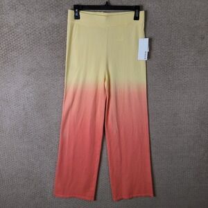 Justfab Pants Womens Small‎ Pink Yellow Wide Leg Pull On Lounge Casual Cozy NEW